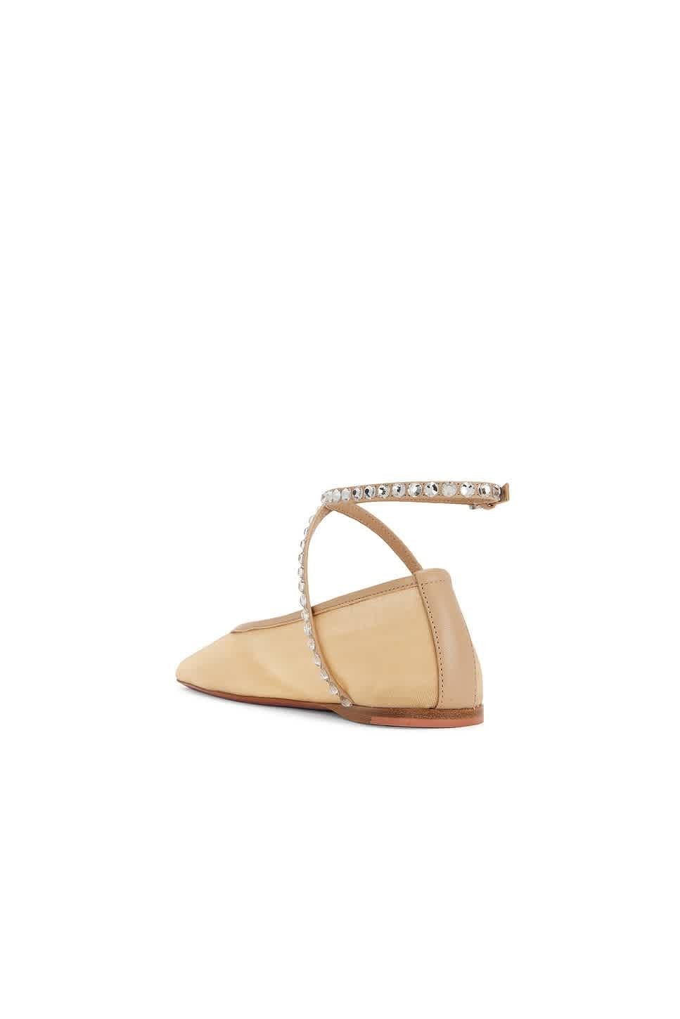 Amina Muaddi Crystals Ane Mesh Ballet Flats
