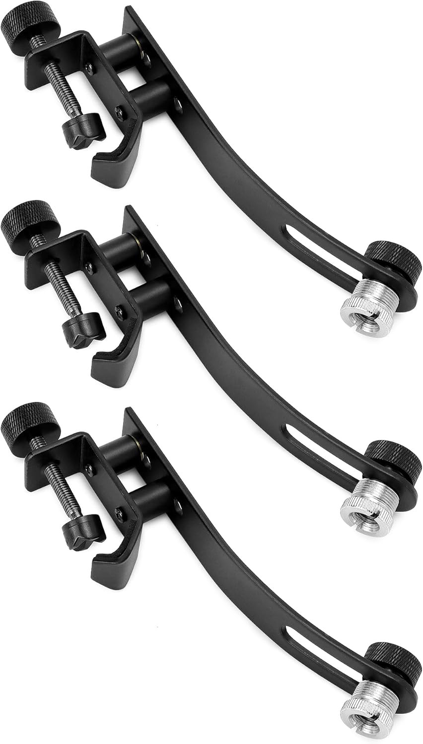 Metal Drum Microphone Shockproof Clip Set with Adjustable C-Clamp Mounts