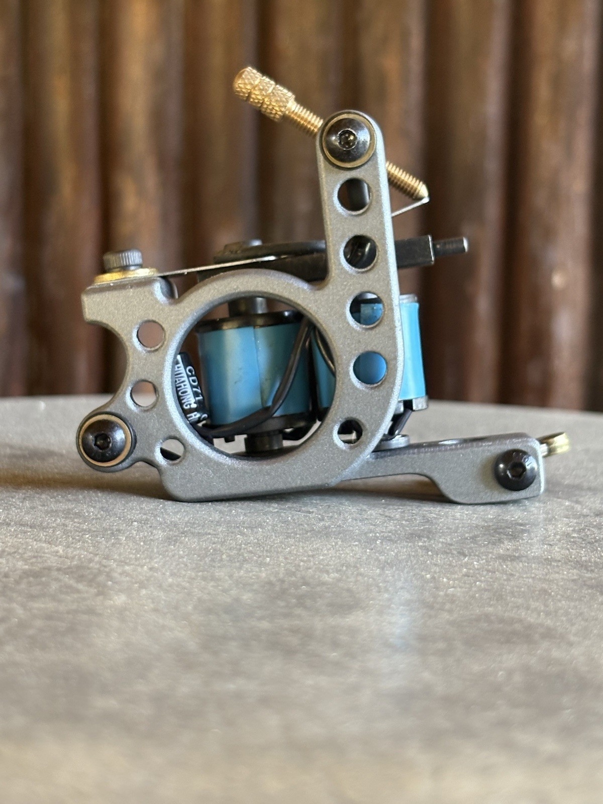 Custom Vintage Style Grey And Blue Tattoo Machine Dial