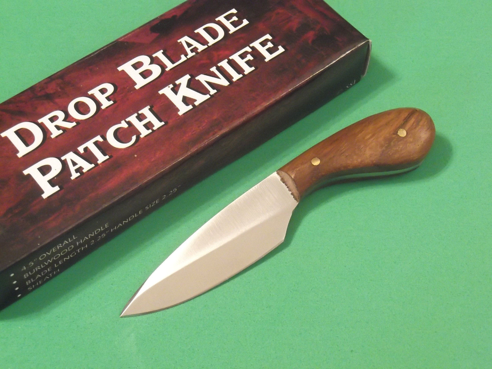 DROP POINT PATCH KNIFE DH7989 brown wood full tang 4 3/8" overall PA7989 NEW!