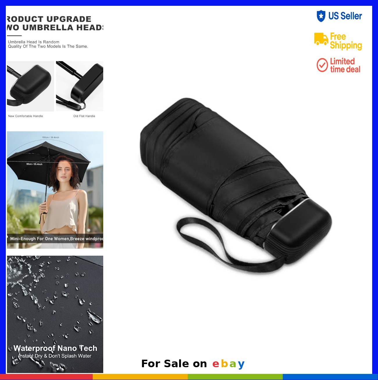 Mini Travel Umbrella Compact Waterproof Lightweight 5.9 Inch Foldable for Purse