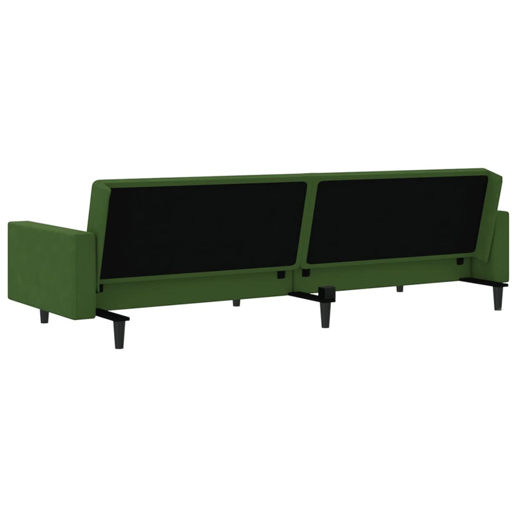 Sofa Bed Dark Green Velvet (100% polyester), Wood, Foam Large