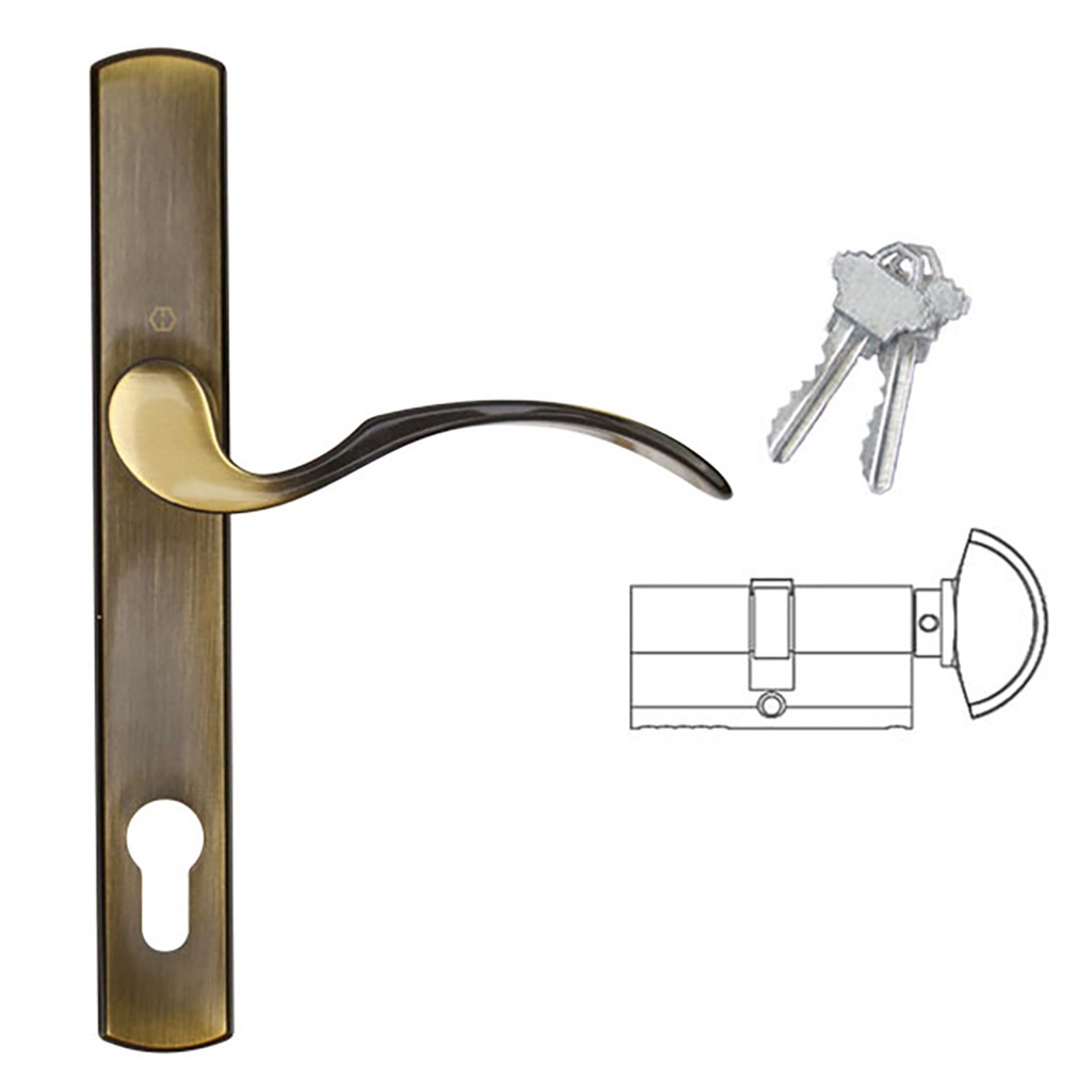 HOPPE Multipoint Lock Handle Set with Munchen Lever Active Antique Brass