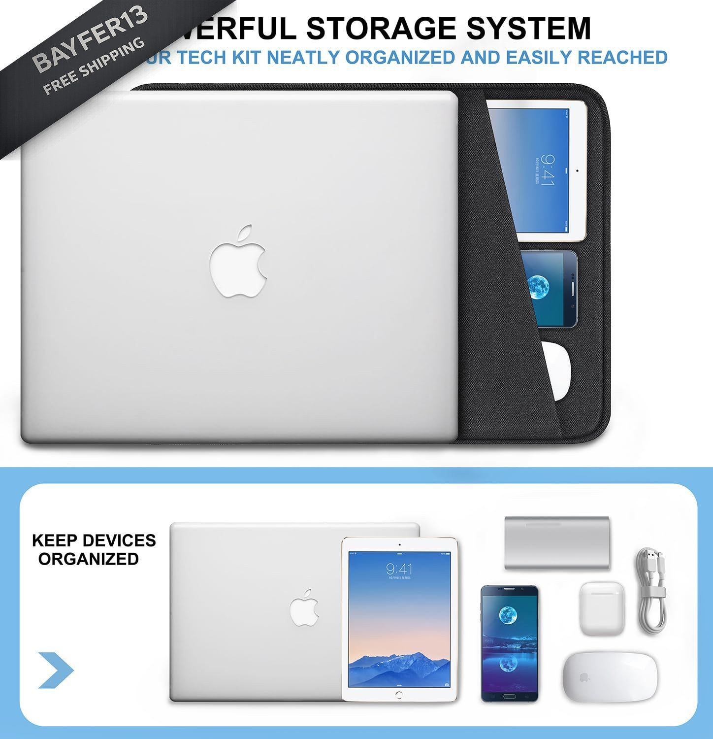 Laptop Case 15.6 inch, Shockproof Protective Computer Sleeve Black