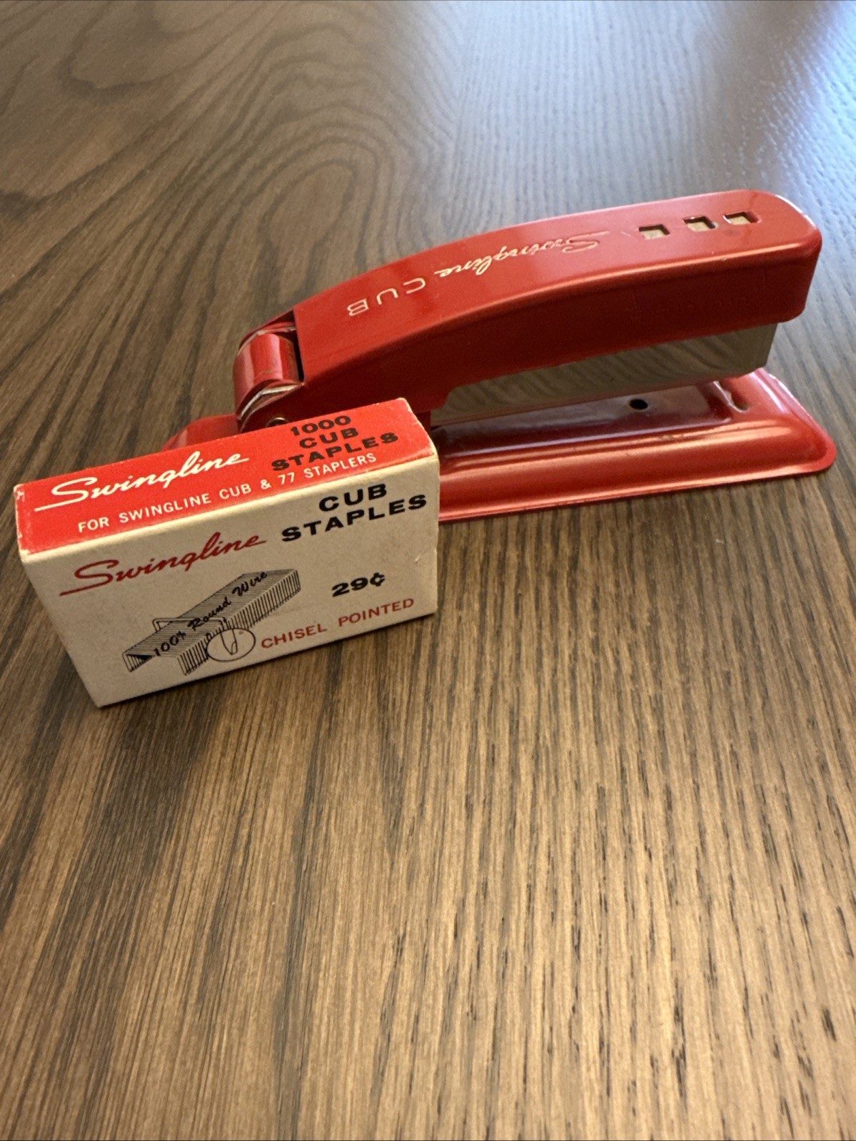 Swingline Cub Red Metal Desktop Stapler & Staples USA Long Island NY Vintage
