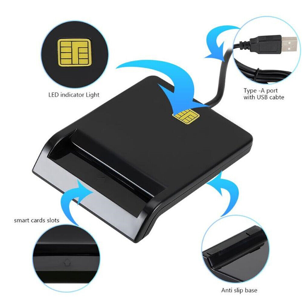 USB 2.0 Smart Card Reader DNIE ATM CAC IC ID SIM Card Reader for Windows 7/8/10