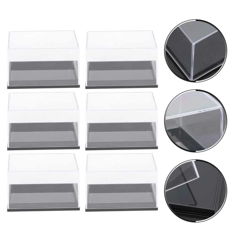 6 Pcs Mineral Specimen Storage Cases Transparent Plastic Square Display Boxes
