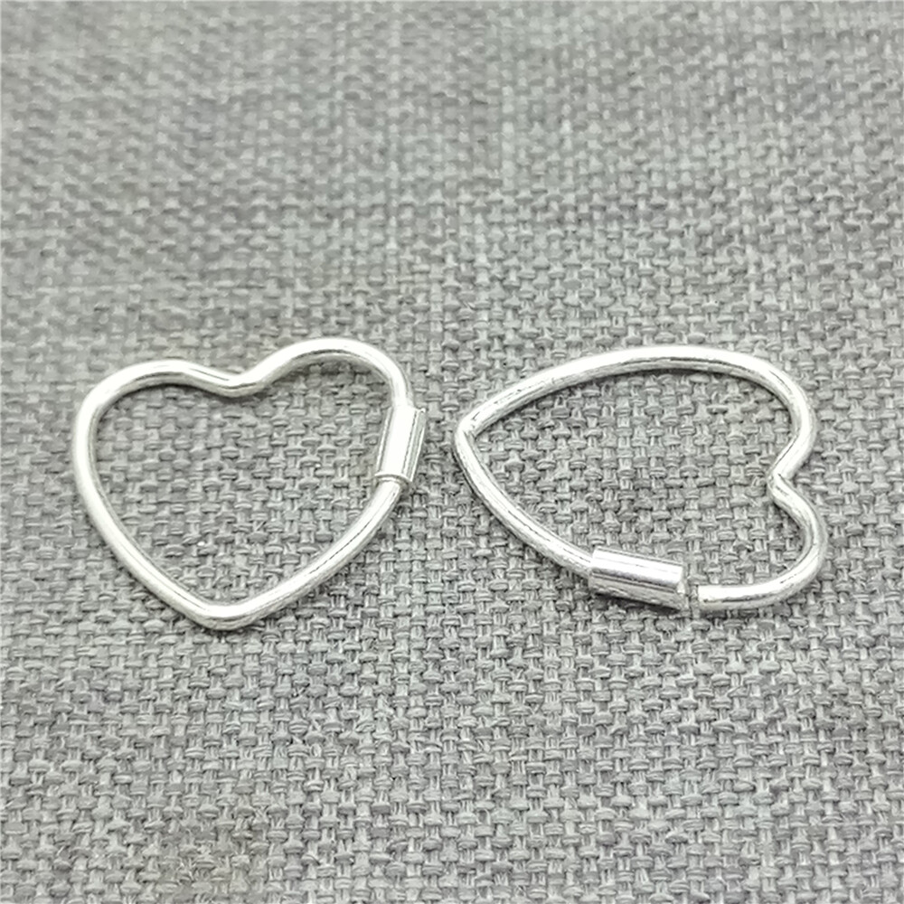 5 Pairs 925 Sterling Silver Love Heart Ear Hoops for Earring Jewelry Making