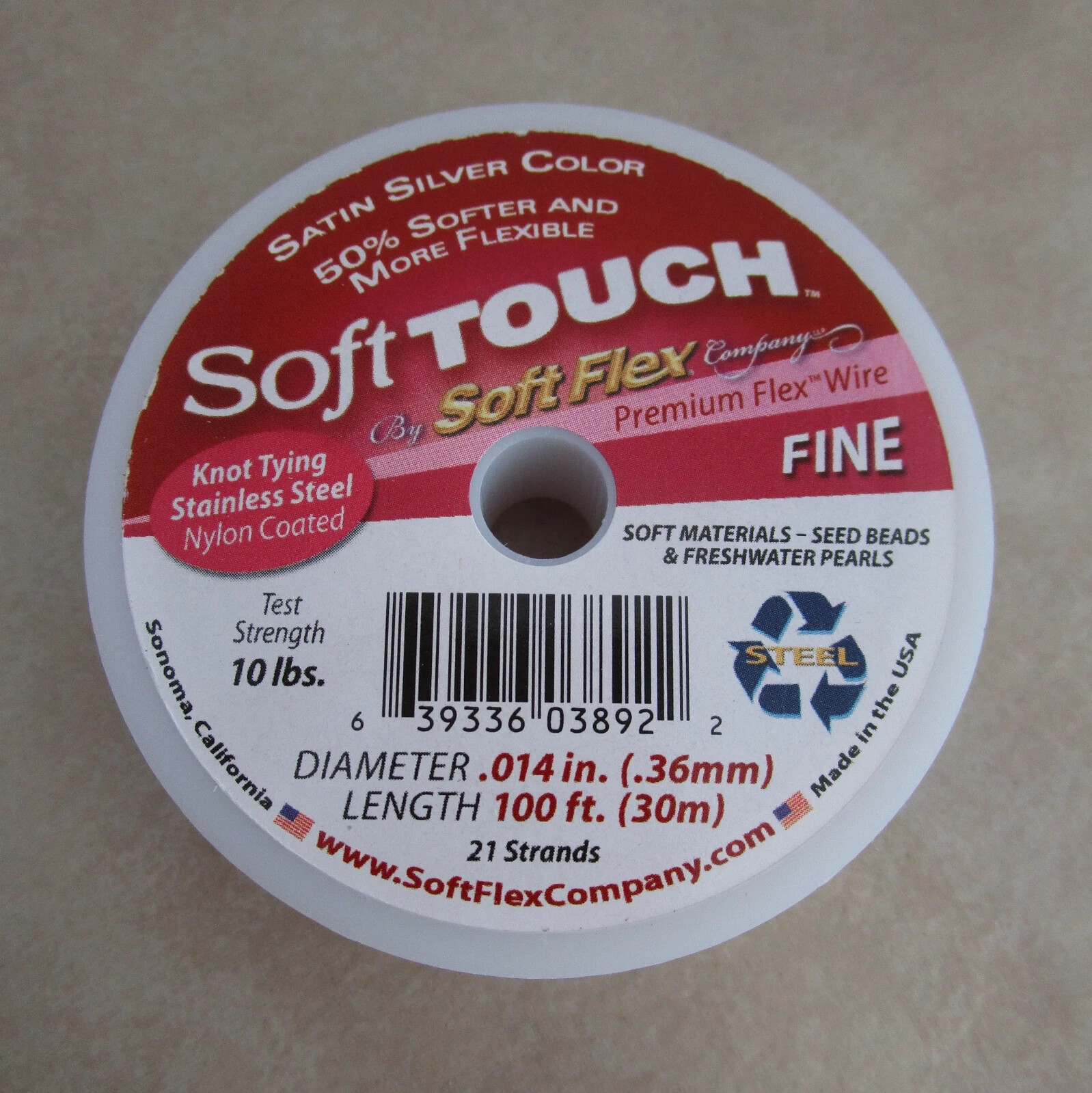 100' Soft Touch clear steel beading fine jewelry wire 21 strand .014 inch