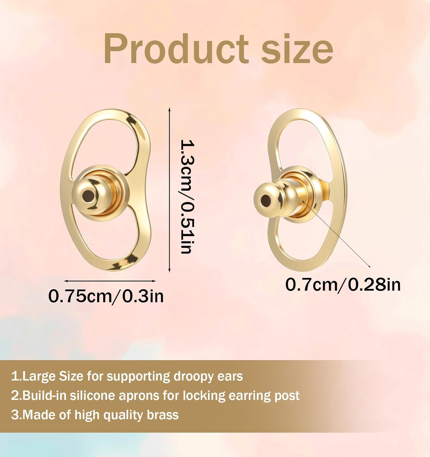 12 Pcs Earring Backs for Heavy Earrings, Droopy Ear Support Lifter