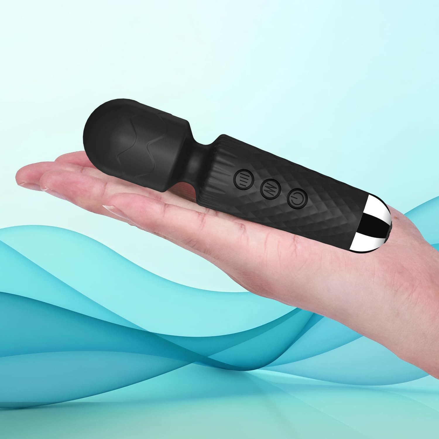 CHARMING Handheld Personal Wand Massager – Waterproof, USB Black