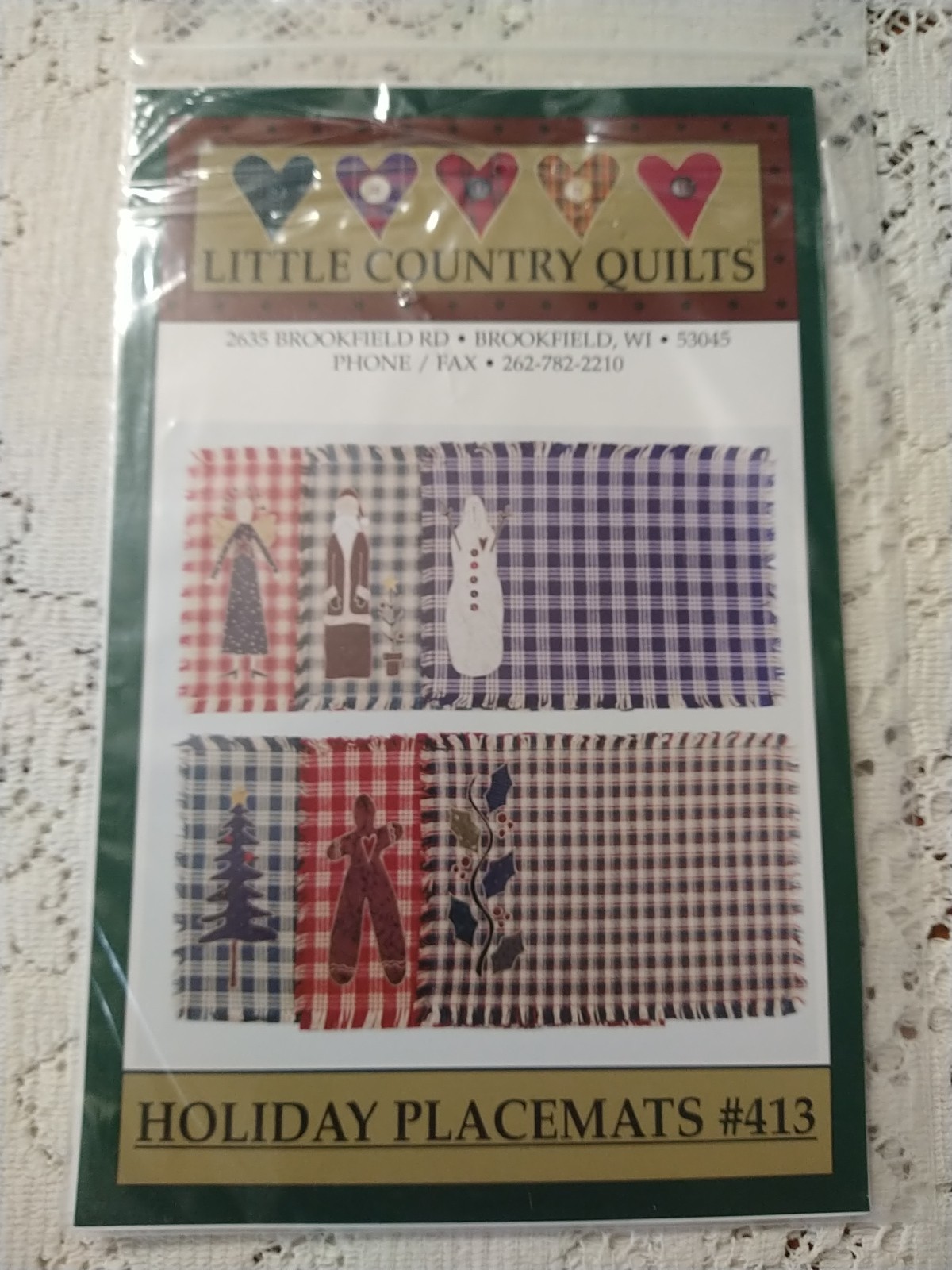 "Holiday Placemats" Gingerbread Man Snowman Santa Claus Little Country Quilts
