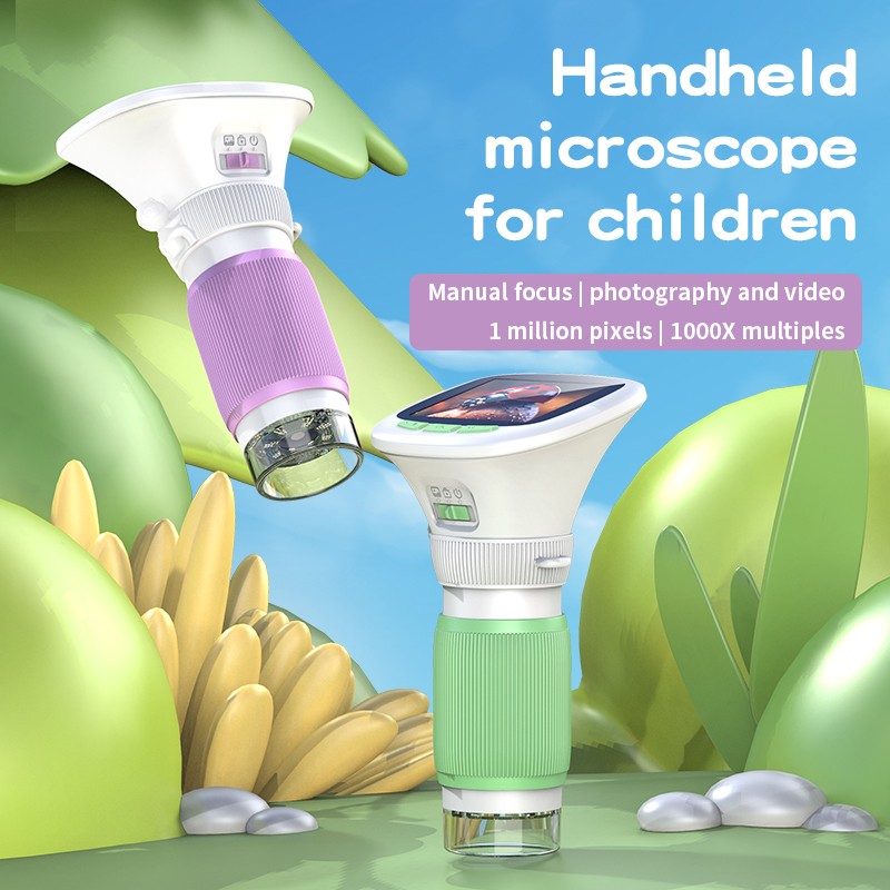 2.4'' Ips Kids Digital Microscope Handheld Rechargeable Science Exploration Tool