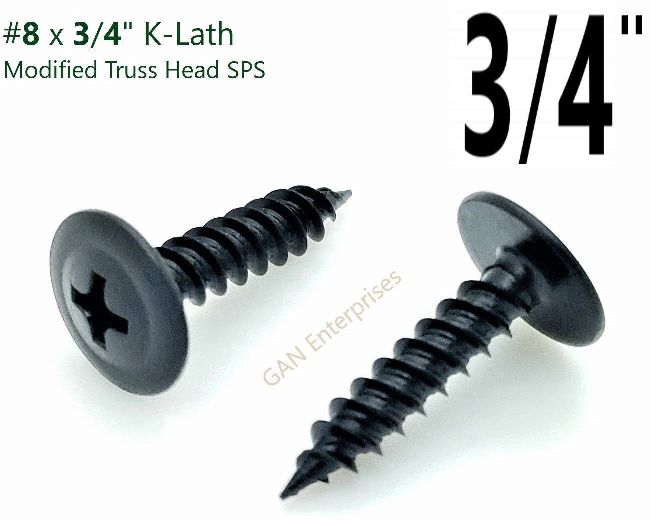 Modified Truss Head Self piercing sharp point Screws #8x 1/2"- 3" K-Lath Black