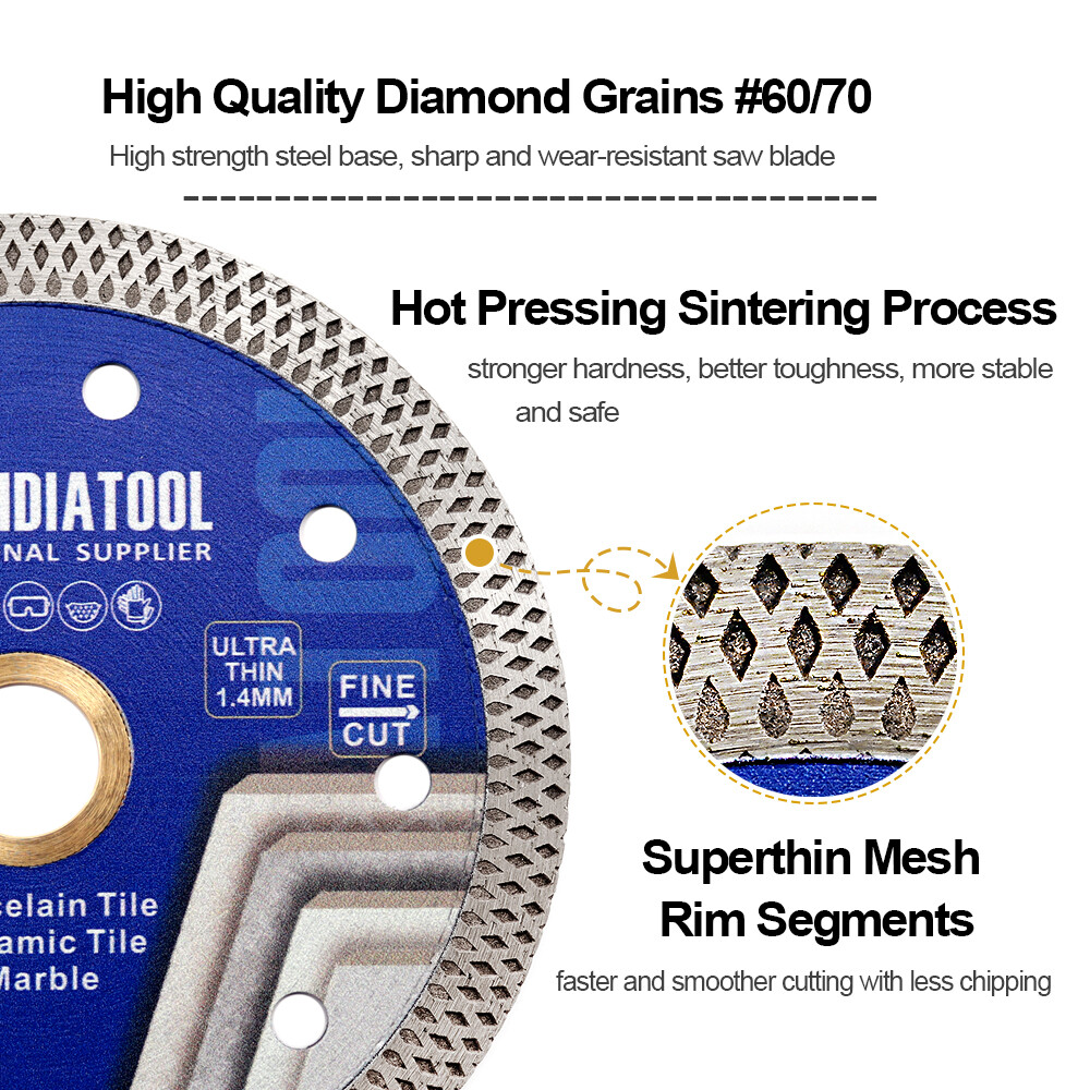 2pc Mesh Saw Blade Diamond Turbo Disc Tile Ceramic Cutting Wheel Angle Grinder