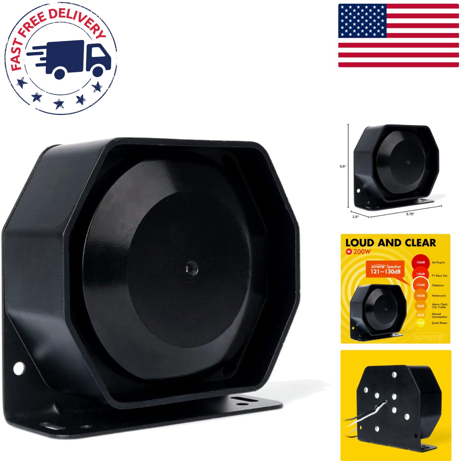 Wall Mount 200W Slim Siren Speaker - Perfect for Security and Outdoor Use
