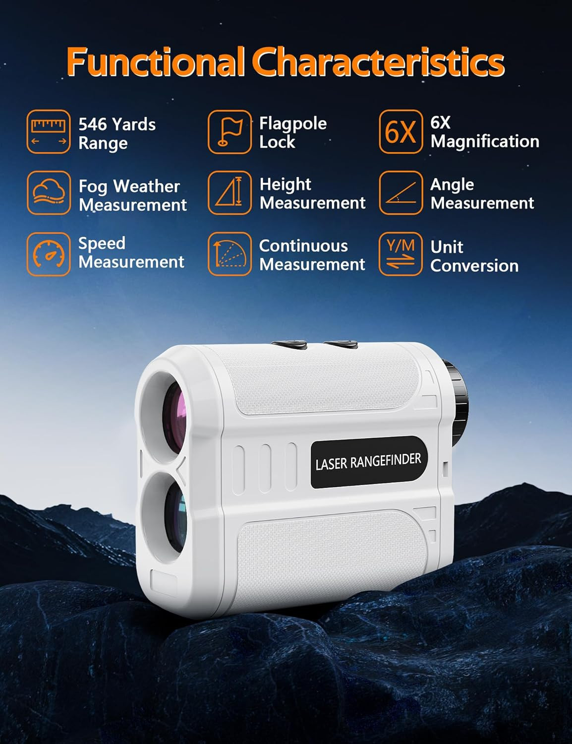 Golf Rangefinder, 6X Magnification Laser Range Finder with Flag Pole Locking Fun