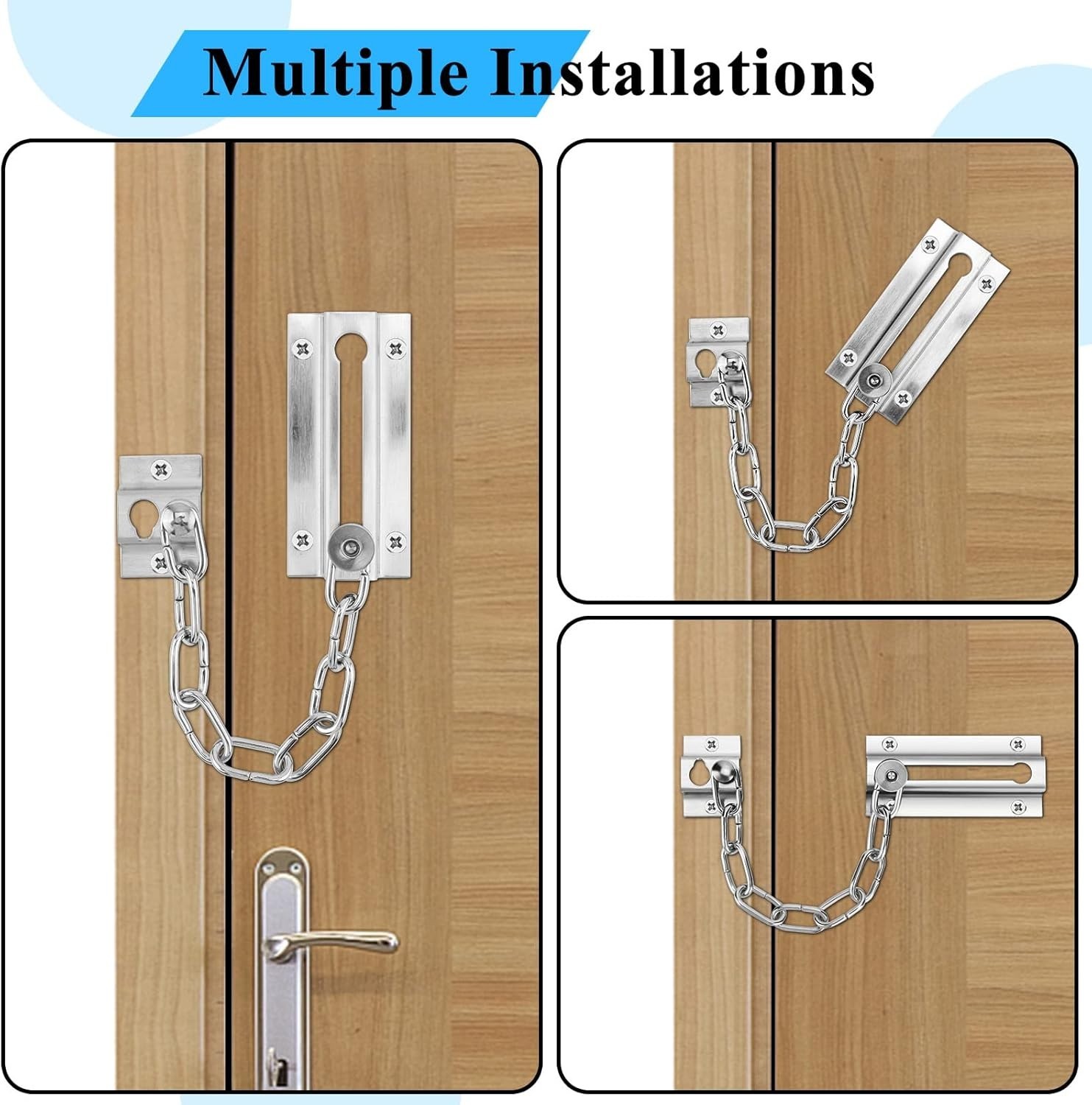 Stylish 2-Pack Silver Chain Locks - Secure Your Space with Rust-Resistant Design