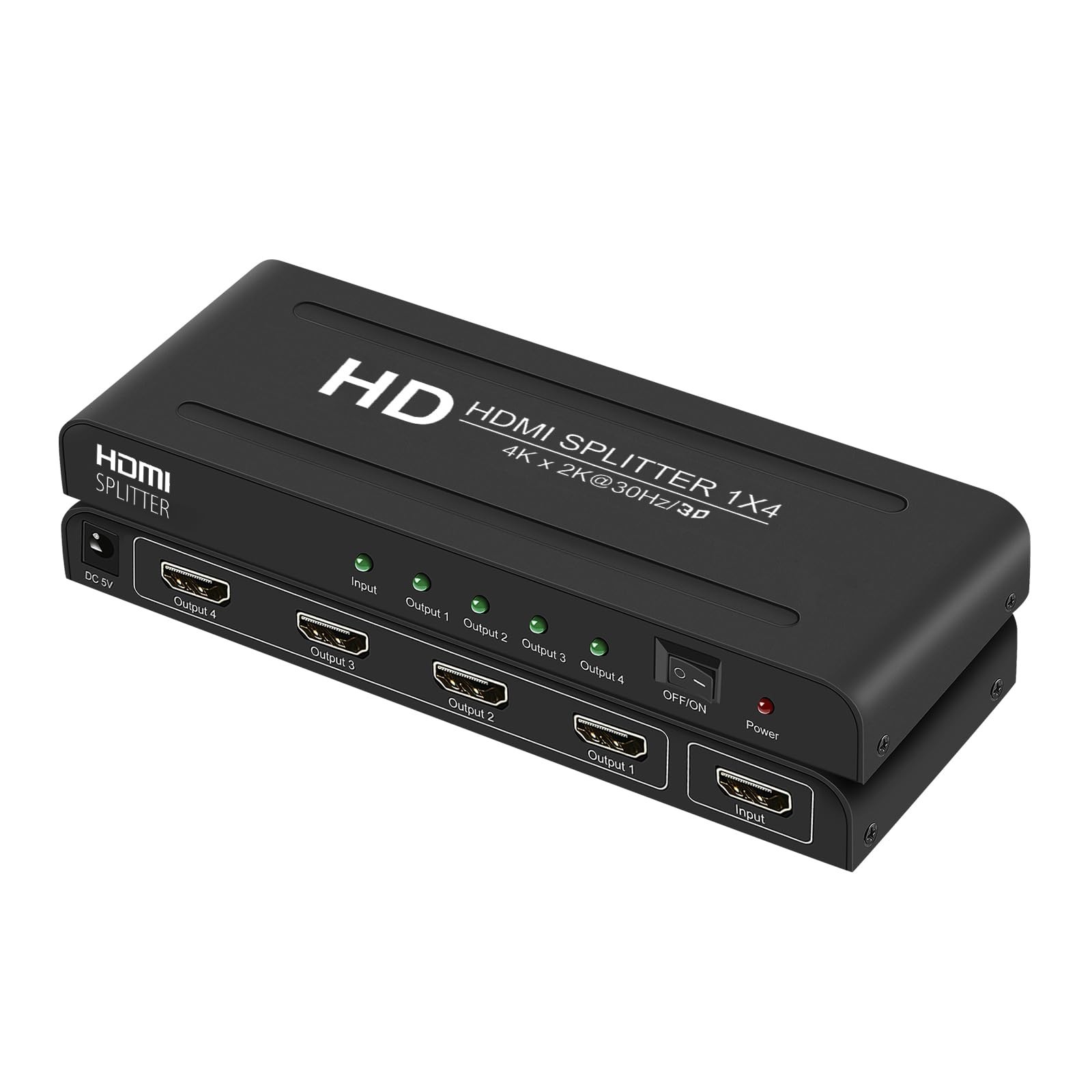 4K 1x4 HDMI Splitter 1 in 4 Out, Powered 4 Port hdmi splitters Multi Monitor ...