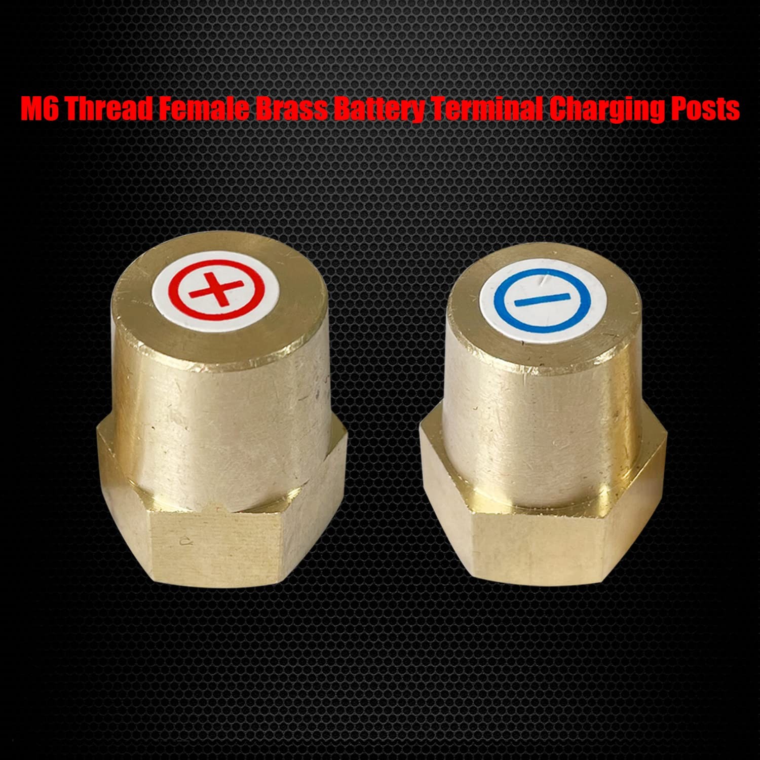 Ampper M6 Thread Female Brass Battery Terminal Post 1 Pair,