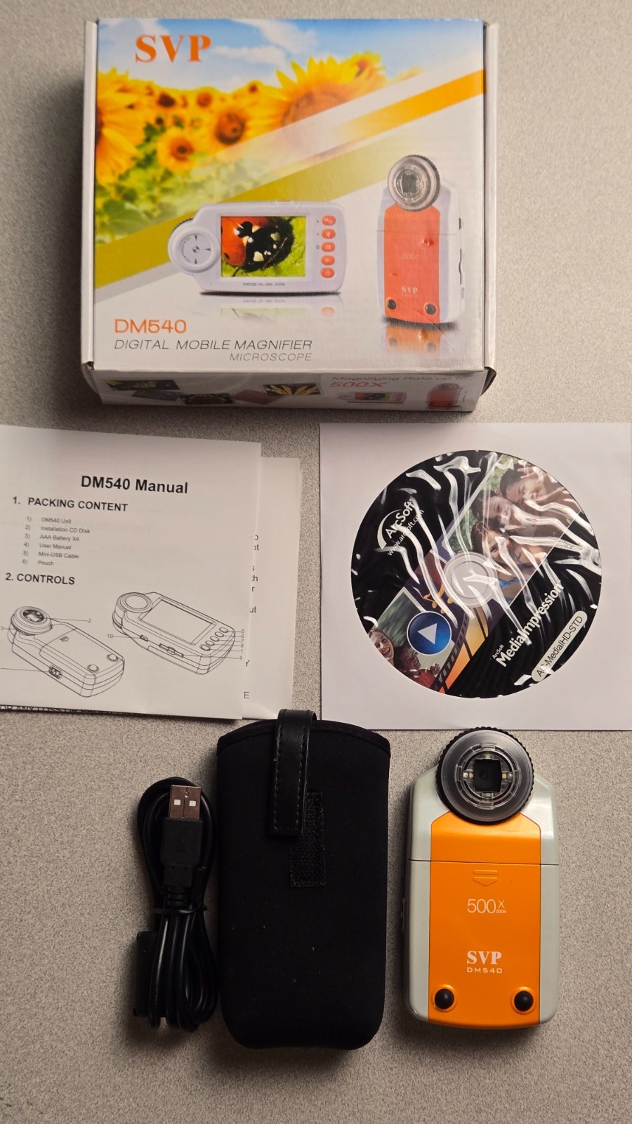 SVP DM540 Digital Mobile Magnifier Microscope 10x-500x 5MP 2.7" Color Display B4