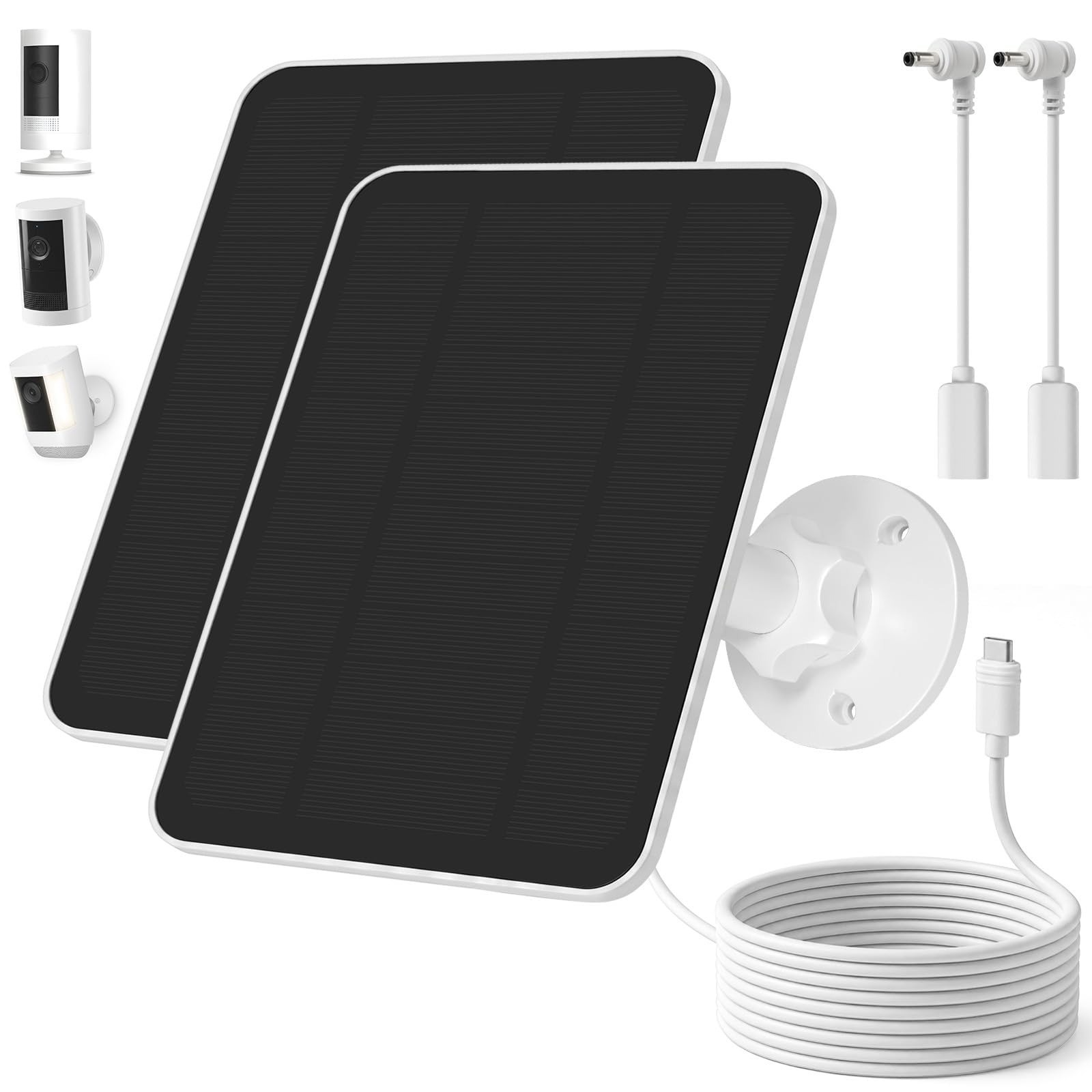HNncheny Solar Panel for Ring Camera 5W Waterproof Charger 13FT Cable