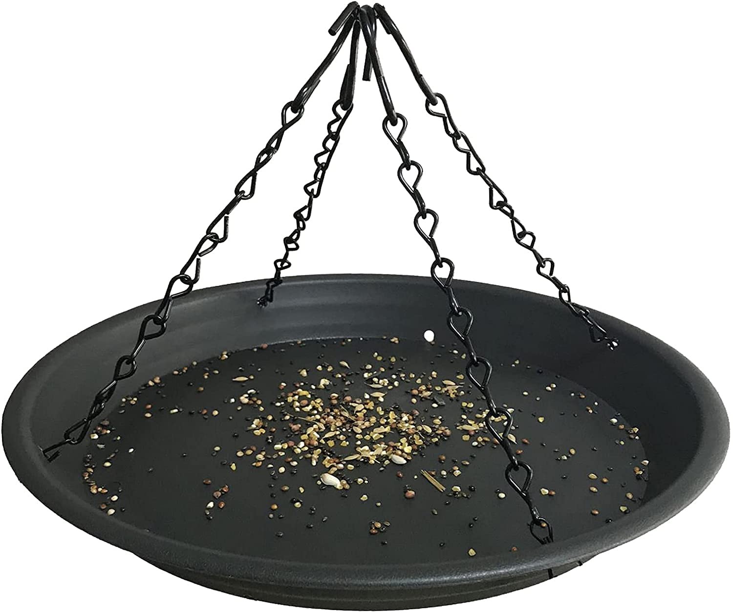 12.8" Platform Bird Feeder,Large Hanging Tray Squirrel Feeder,Wild Black