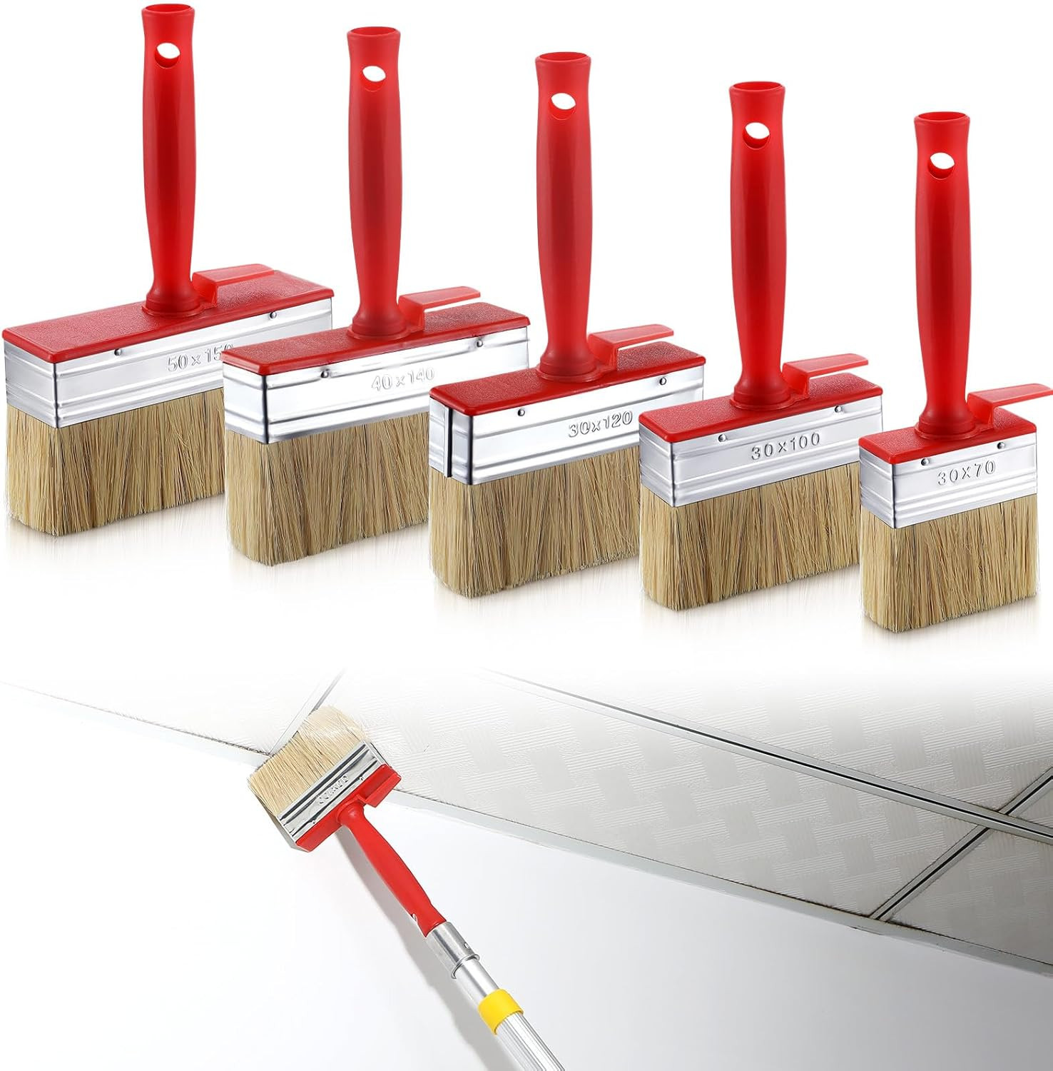 5 Pcs Deck Stain and Sealer Block Paint Brushes for Wood Heavy Duty Brush Pai...