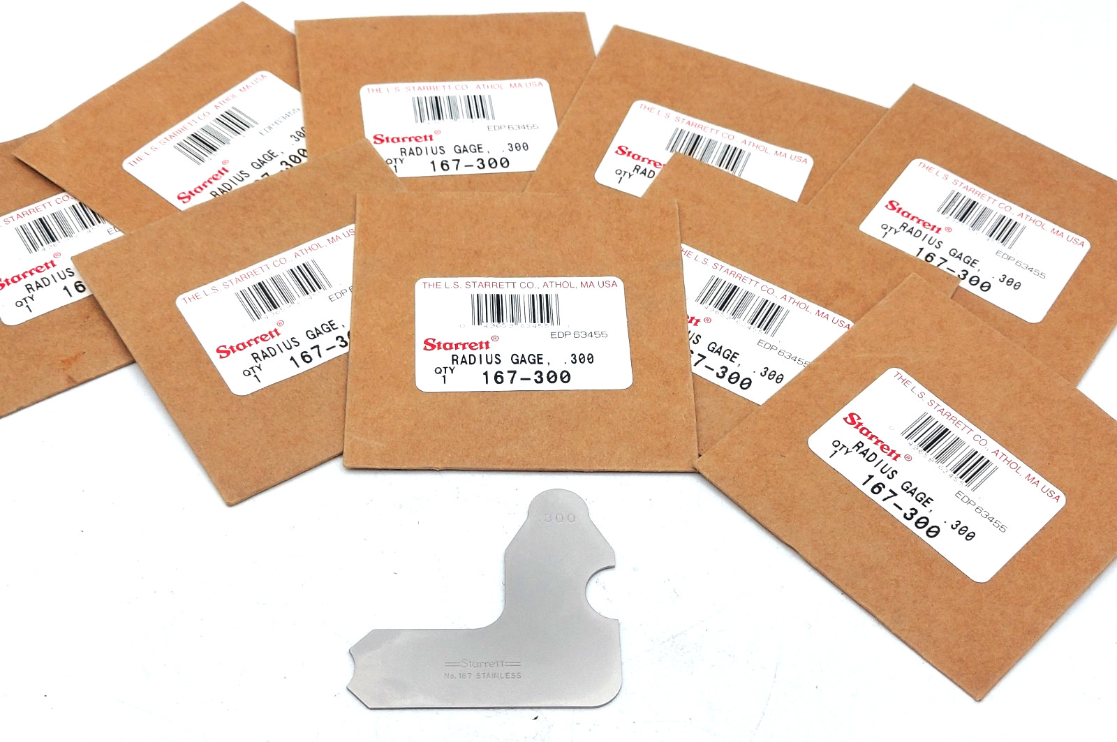 *LOT OF 10* Genuine Starrett Radius Gage 0.300" Stainless Steel Satin Finish 167