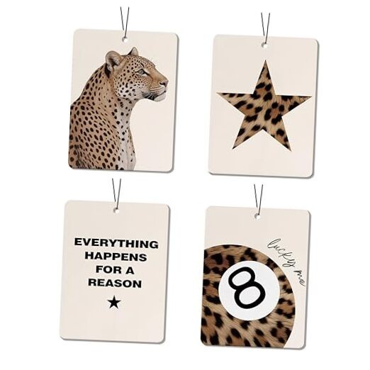Leopard Print Car Air Freshener 4 Pcs, Trendy Star Lucky 8 Ball leopard print 3