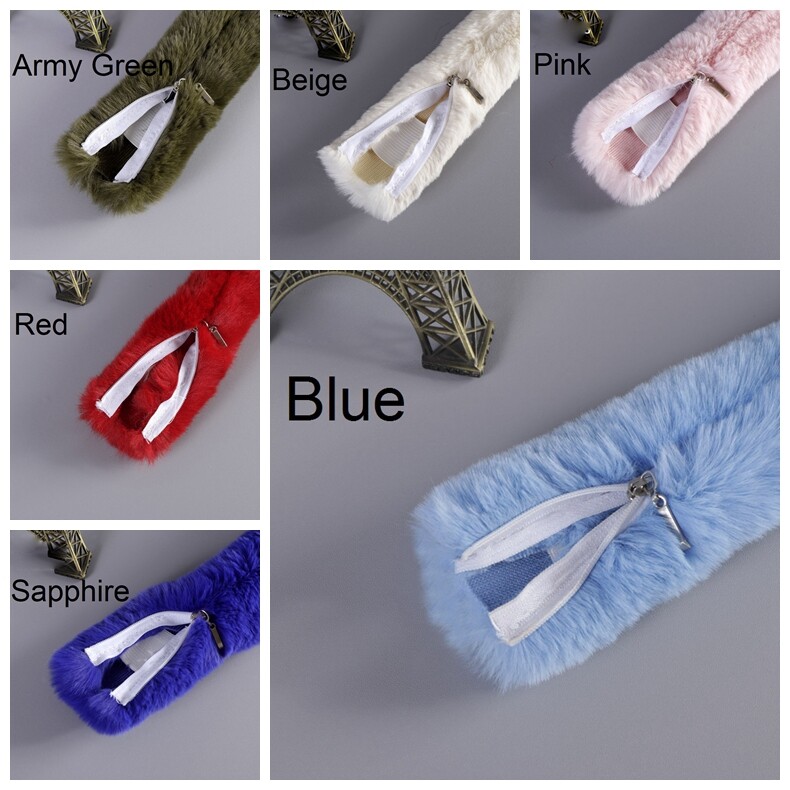 1PC Faux Fur Zip Sleeve Cover For Crossbody Shoulder Bag Handbag Strap Accessory