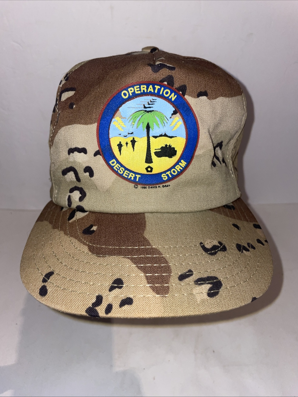 VINTAGE OPERATION DESERT STORM  DESERT CAMO PRINT FIELD HAT Made In USA