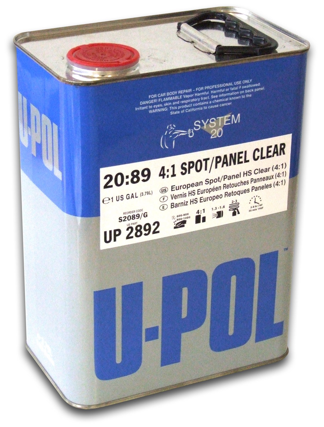 U-POL 2892 4:1 Euro Spot/Panel Clearcoat Auto Body Restoration Gallon