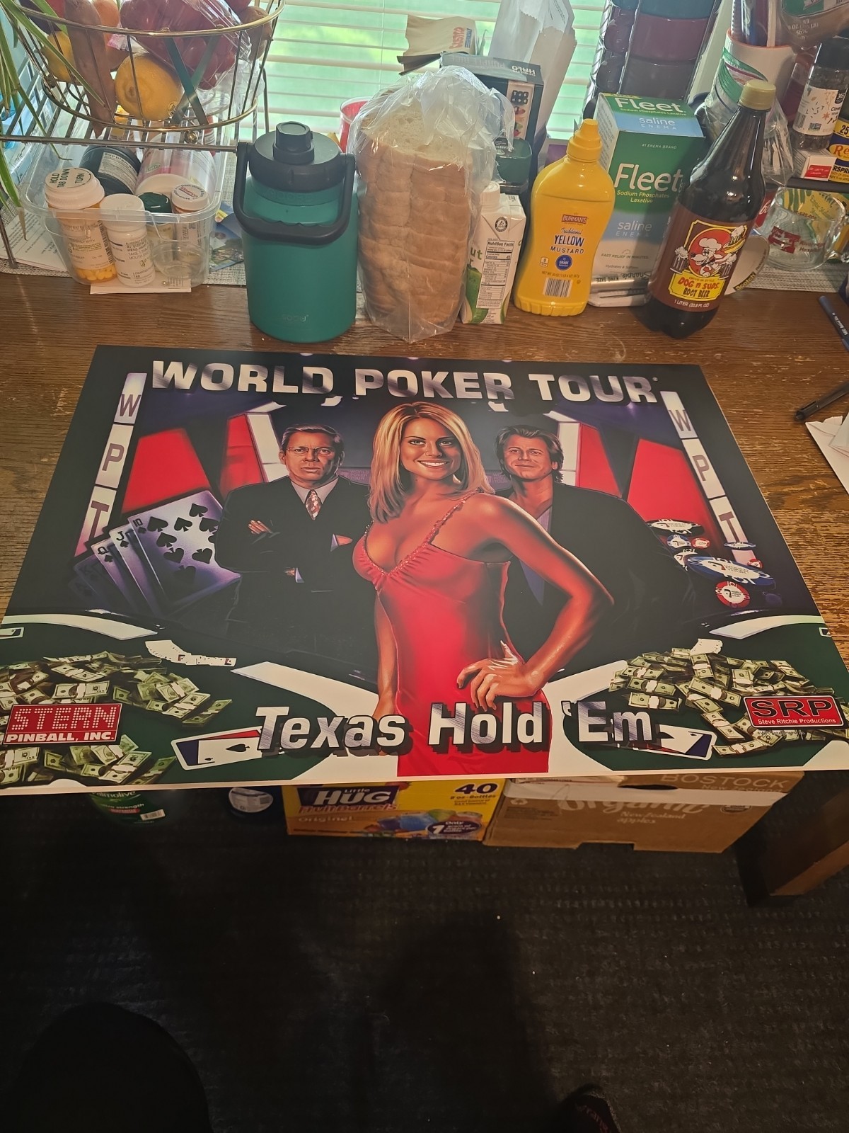 Stern Pinball World Poker Tour Texas Hold Em Pinball Machines Backglass...