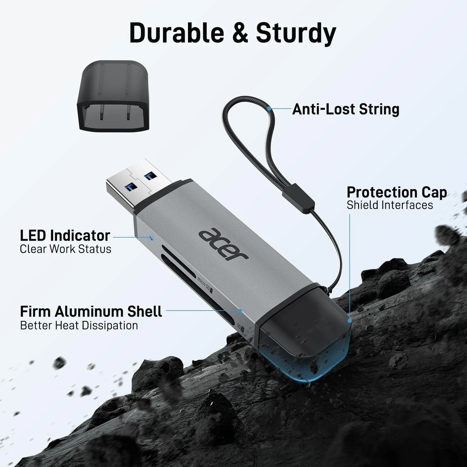 acer SD Card Reader USB C Dual Slots USB 3.0 Type C to Micro SD Card Adapter