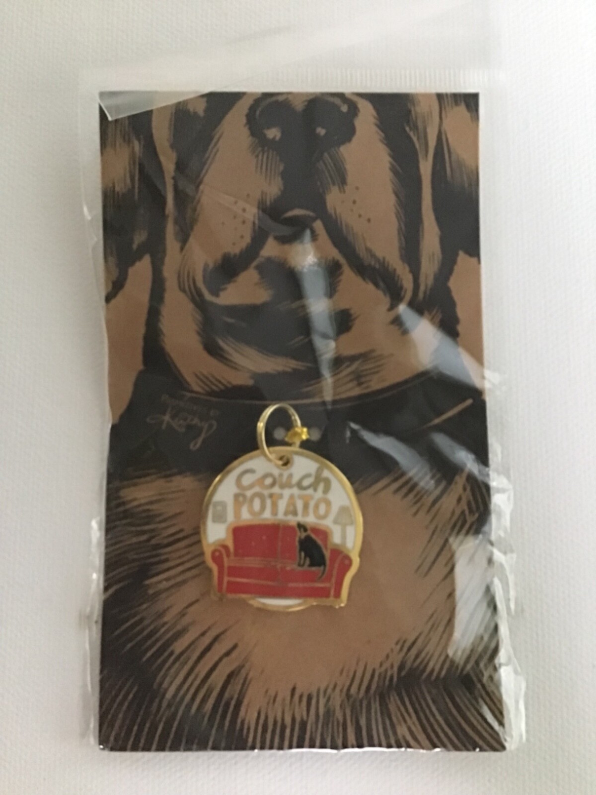 Primitives by Kathy Pet DOG Collar Metal & Enamel Charm - Couch Potato