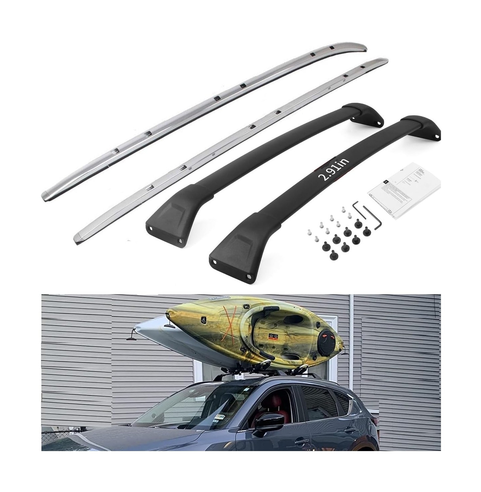 All Aluminium Roof Rail & Cross Bars for 2017-2025 Mazda CX-5 CX5 Roof Rack L...