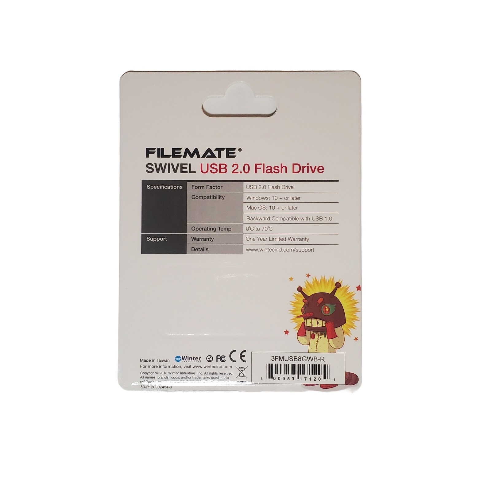 NEW Filemate Swivel 8GB USB 2.0 Flash Drive by Wintel - MacOS, Windows, Linux