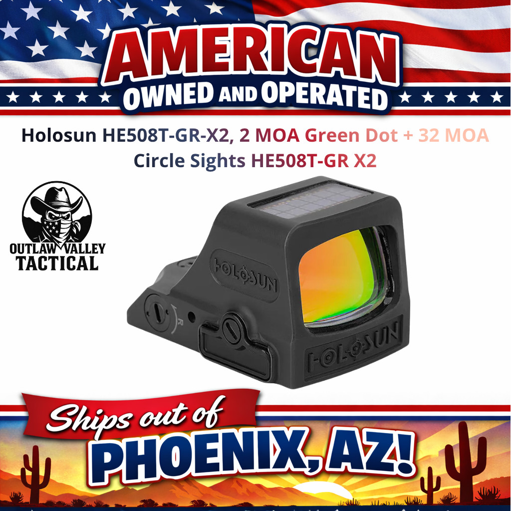 Holosun HE508T-GR-X2, 2 MOA Green Dot + 32 MOA Circle Sights HE508T-GR X2