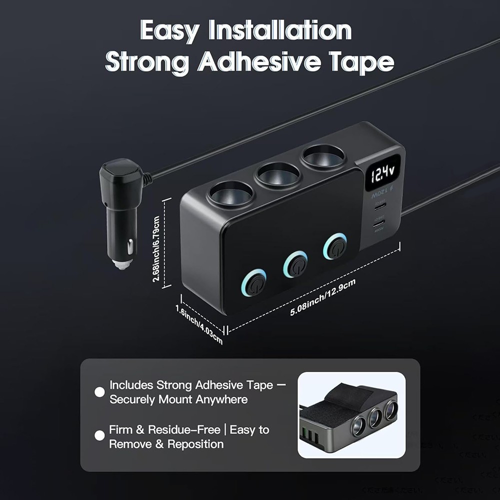 8in1 Car Charger Cigarette Lighter Splitter Adapter Fast USB/C Socket QC PD 30W