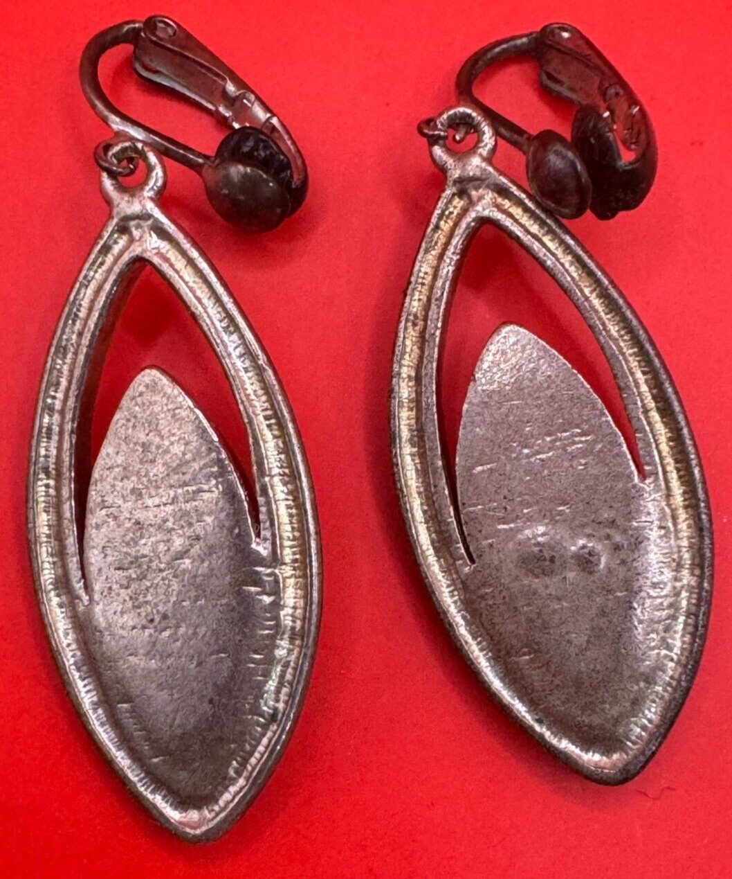 Vintage Silver and Pink Clip On Earrings