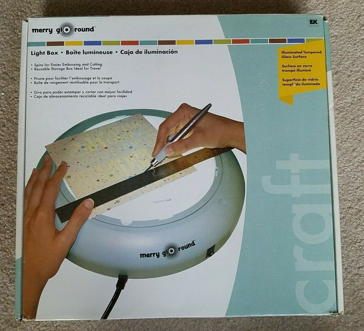Merry Glo Round Round Turntable Portable Light Box Tempered Glass 9"