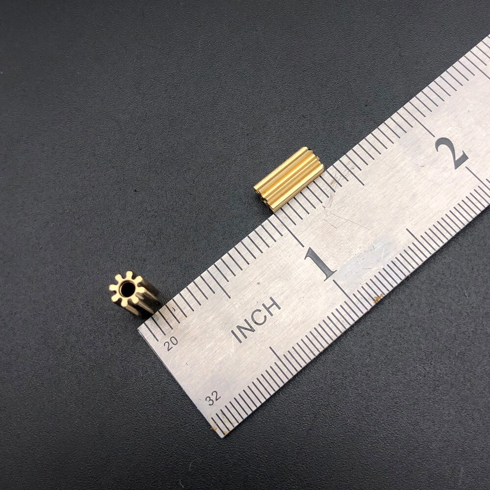1PC 0.5M 8T2A Brass Spindle Gear Spur Bore 2MM 1.98MM 2A 8 Teeth Lengthen L 10MM