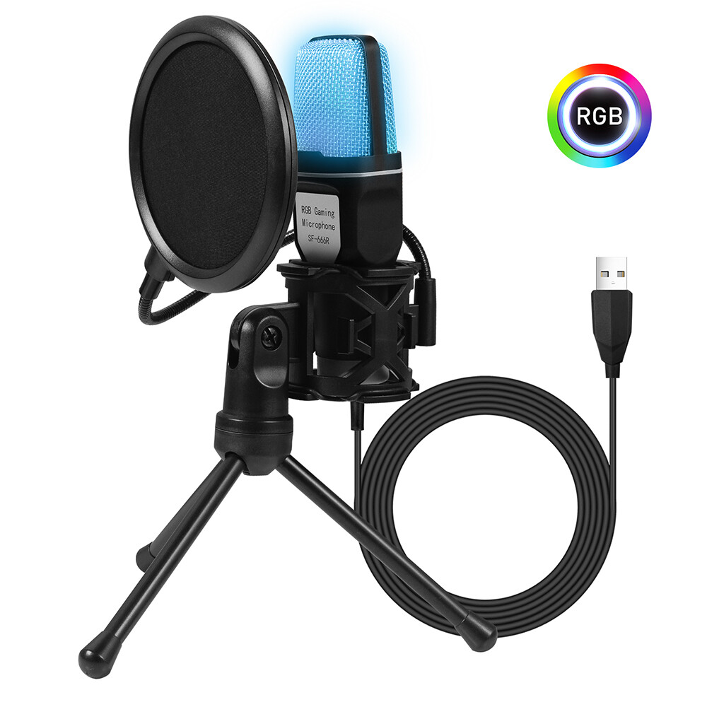 For PC MAC PS4 PS5 Adjustable Mic Condenser Professional Microphone Combo USB