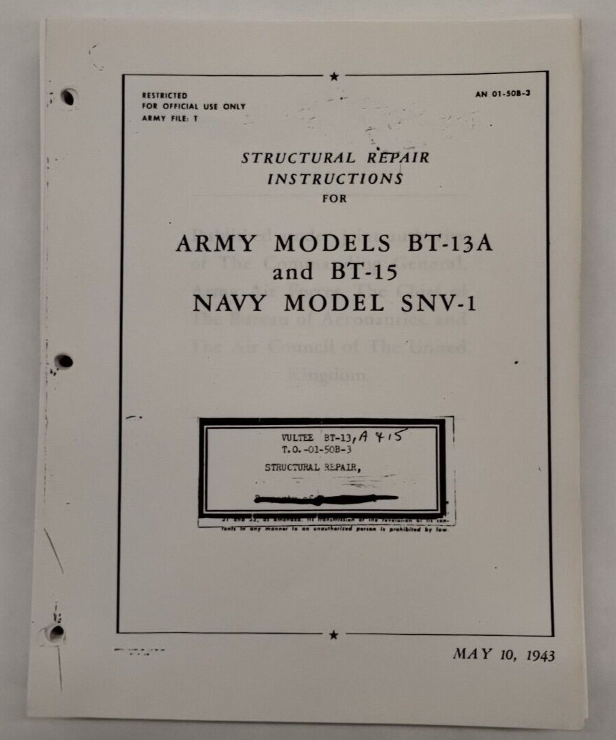 Consolidated Corvair Army Models BT-13A/BT-15 Navy Model SNV-1 Structural Repair