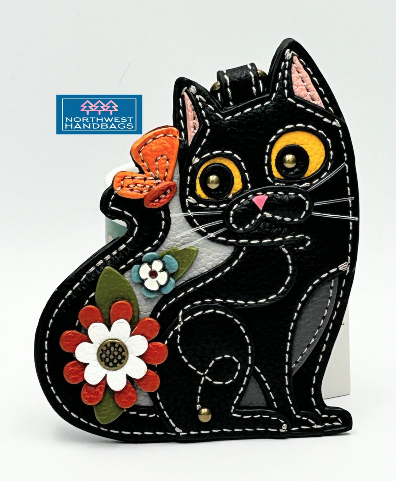 BLACK CAT KITTEN FLOWER CHALA PAL KEY FOB COIN PURSE KEYCHAIN PURSE CHARM