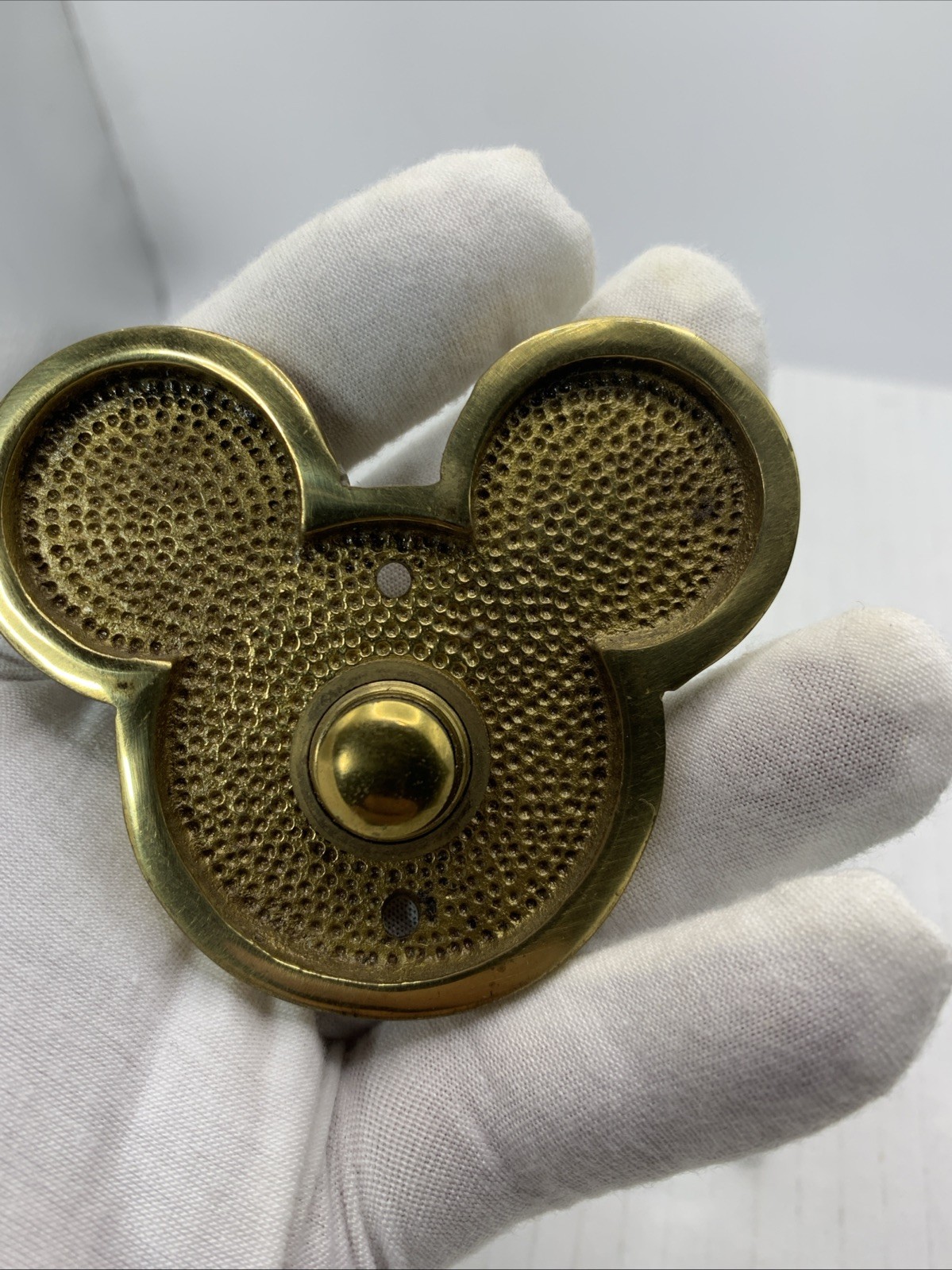 Vintage 90s Disney Mickey Mouse Brass Doorbell RARE Push Button Wired See Pics
