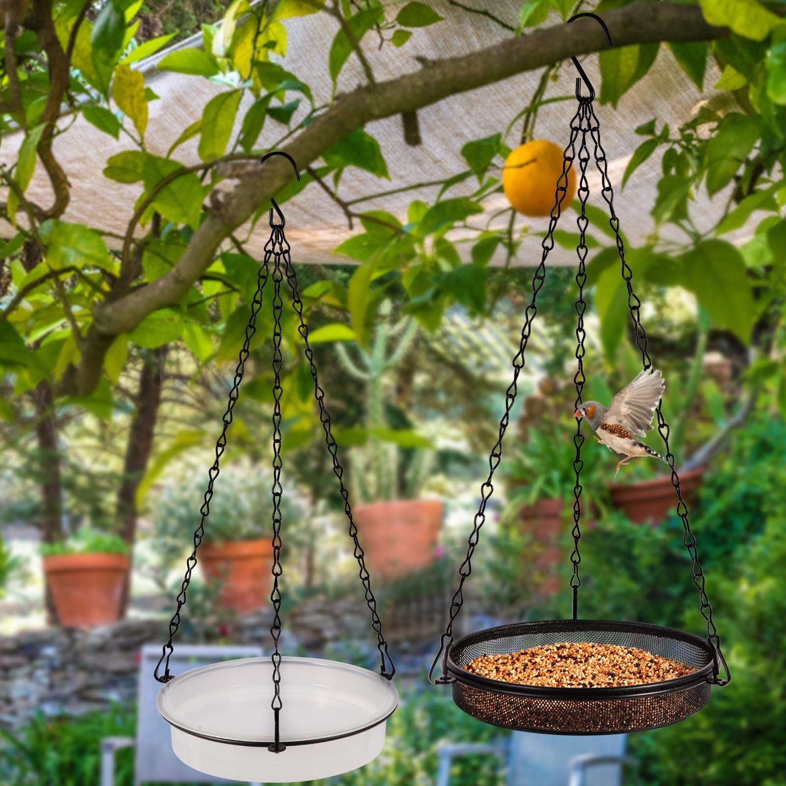 HRAYLTOP 2-in-1 Set Hanging Hight 15.75 Inch-1, Stainless Steel,Transparent