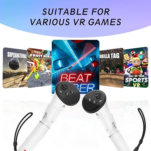 VR Long Handle Grips for Quest 3 Beat Saber Silicone Controller Extender