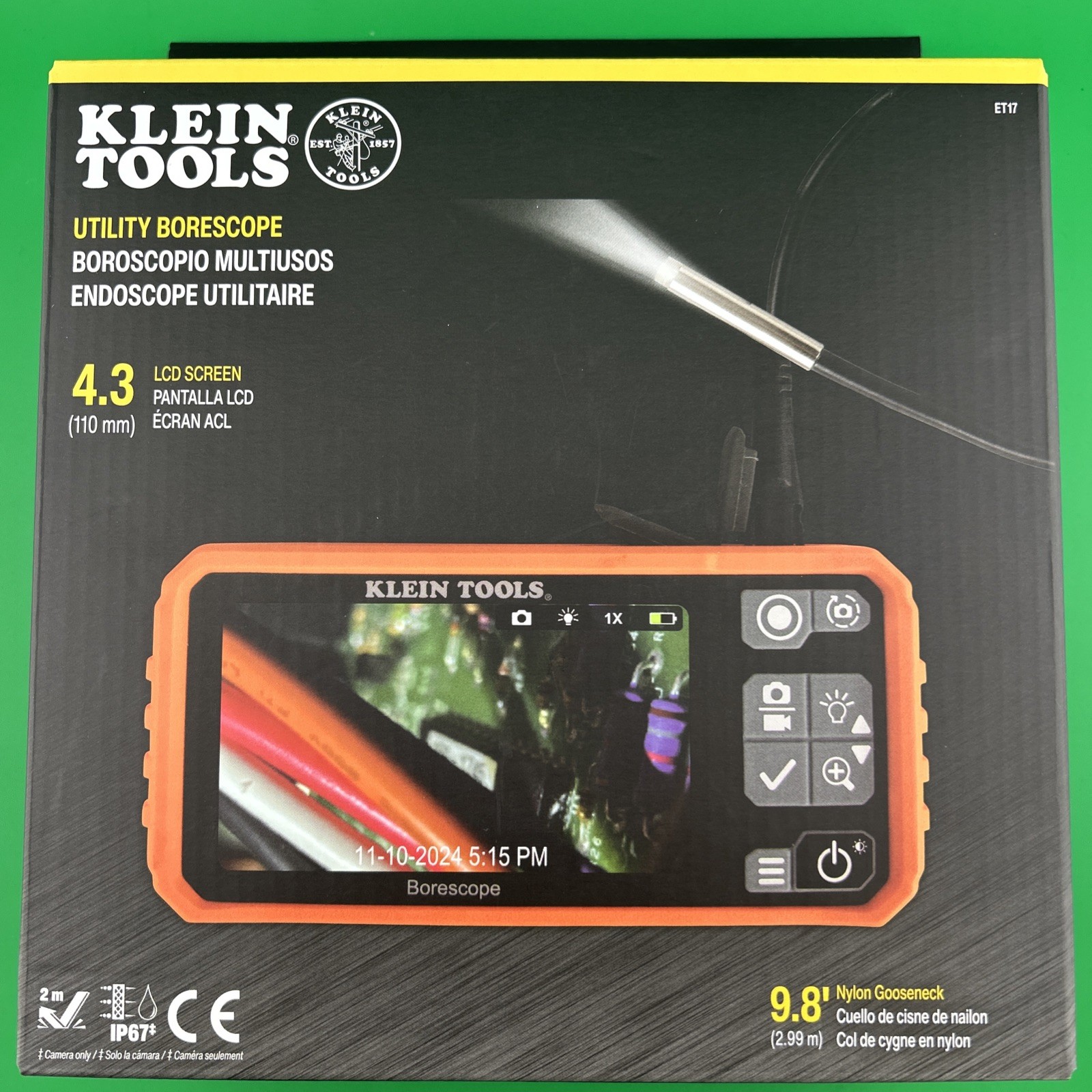 🔥NEW🔥 Klein Utility Borescope Model Number Et17 9.8’ Gooseneck